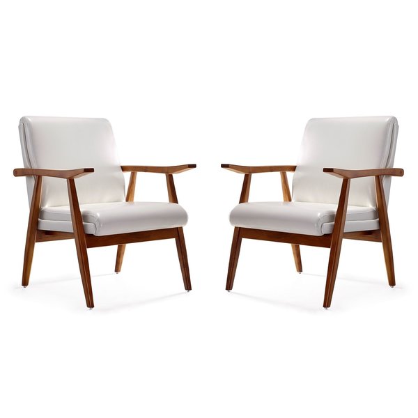 Manhattan Comfort Arch Duke Accent Chair in White and Amber (Set of 2) 2-AC001-WH